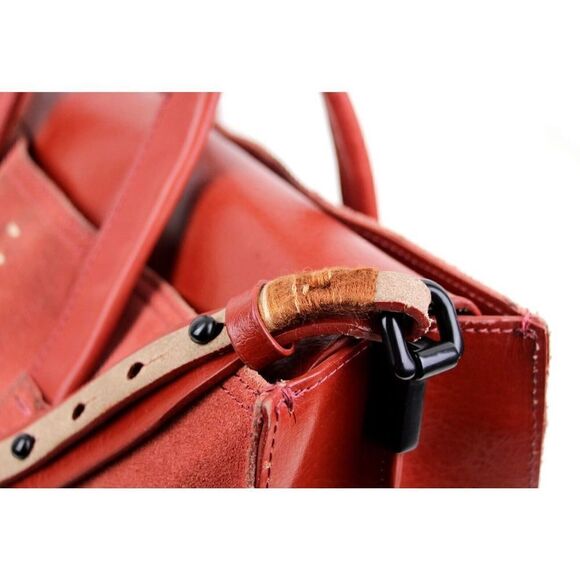 KELSI DAGGER BROOKLYN RED GENUINE LEATHER SUEDE SATCHEL SHOULDER BAG XBODY PURSE - Picture 5 of 12